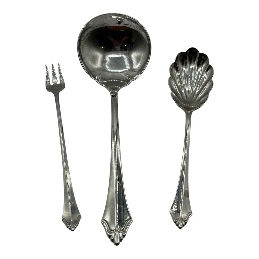 Oneida Community Silverplate Serving Set Ladle Sugar Shell Spoon Cocktail Fork